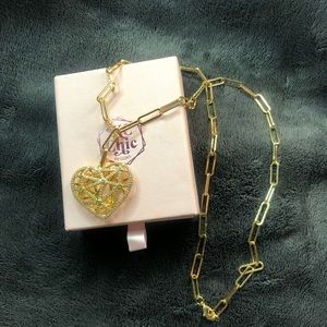 Caged Heart Gold Link Necklace